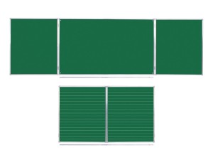 Tablica biała szkolna suchościeralna magnetyczna typu "tryptyk" 100x170 // 340 cm - linia do nauki pisania