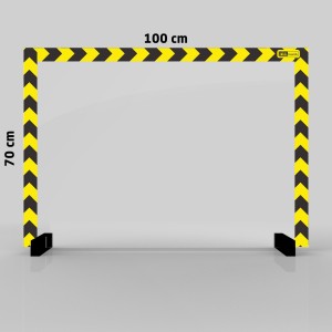 Przegroda szklana 4 mm, rozmiar 100x70 cm rama BHP