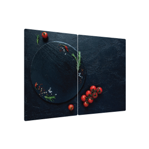 Szklana deska do krojenia POMIDORY SKAŁA KAMIEŃ 2 sztuki 30x52cm deska kuchenna płyta ochronna taca szklana