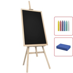 Tablica czarna kredowa naturalna rama 70x50 cm + sztaluga drewniana trójnożna bukowa ZESTAW