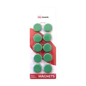 Magnesy do tablic suchościeralnych  20 mm - 10 sztuk ZIELONE
