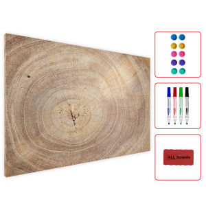 Tablica magnetyczna na magnesy METALboards, imitacja słoje drewna 60x40 cm + zestaw akcesoriów GRATIS 