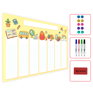 Magnetyczny plan lekcji METALboards, żółty 60x40 cm + zestaw akcesoriów GRATIS