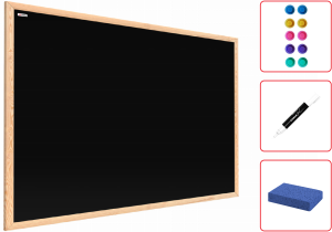 Tablica kredowa magnetyczna 100x80 cm czarna w ramie drewnianej + gratis