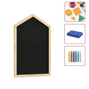 Zestaw dziecięcy nr 4  - Tablica kredowa magnetyczna DOMEK 90x60 cm + zestaw edukacyjnych magnesów klasyczne kolory + zestaw akcesoriów