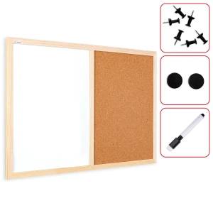 Tablica korkowo magnetyczna 60x40 cm COMBI rama drewniana + GRATIS