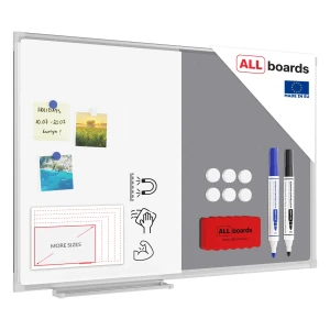 Tablica COMBI suchościeralna magnetyczna filcowa 90x60 cm szara rama aluminiowa + gratis