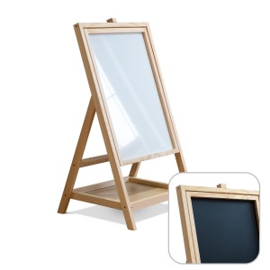 OUTLET Drewniana, obrotowa tablica do rysowania dla dzieci kredowa, magnetyczna, wysokość 80 cm