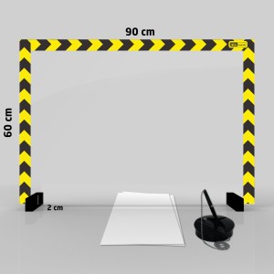 Przegroda szklana 4 mm, rozmiar 90x60 cm rama BHP