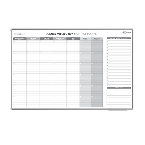 Planer miesięczny, tablica do pisania markerem o wymiarach 150x100 cm