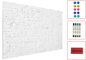 OUTLET Tablica magnetyczna metalowa BIAŁA CEGŁA MUR CEGLANY 60x40cm MetalBoards blacha z nadrukiem + GRATISY