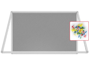Gablota ogłoszeniowa informacyjna 120x90cm szara filcowa w aluminiowej ramie