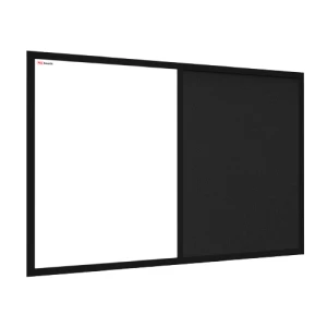 OUTLET Tablica COMBI korkowa czarny korek / biała magnetyczna 90x60 rama drewniana lakierowana czarna