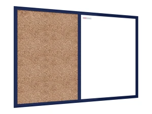 OUTLET Tablica COMBI suchościeralno-magnetyczna korkowa 90x60 cm rama drewniana GRANATOWA