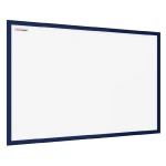 Biała tablica suchościeralna magnetyczna 120x90 cm w ramie drewnianej lakierowanej w kolorze granatowym