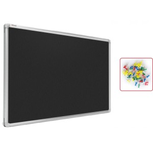 Tablica tekstylna (filcowa) 90x60 cm CZARNA w ramie aluminiowej