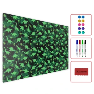Tablica magnetyczna metalowa DINOZAURY NEON 90x60cm MetalBoards blacha z nadrukiem na wszystkie rodzaje magnesów + zestaw akcesoriów GRATIS
