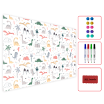 Tablica magnetyczna metalowa METALboards, dinozaury 90x60 cm z zestawem akcesoriów gratis