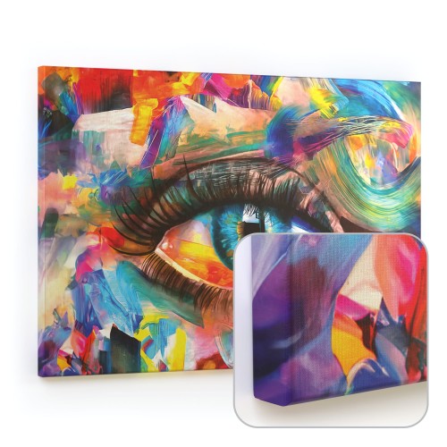 Obraz na płótnie canvas przedstawiający oko w kolorze tęczy 90x60 cm