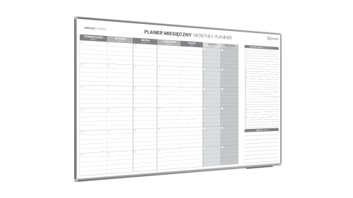 Tablica planer miesięczny magnetyczny suchościeralny o wymiarach 90x60 cm