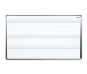 OUTLET Tablica suchościeralna magnetyczna biała 120x90 cm z nadrukiem - pięciolinia