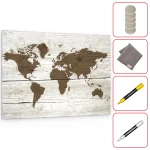 Obraz na szkle MAPA ŚWIATA JASNA 90x60 cm