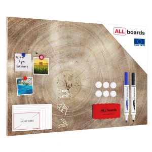 Tablica na magnesy METALboards, imitacja słoje drewna 90x60 cm + zestaw akcesoriów GRATIS