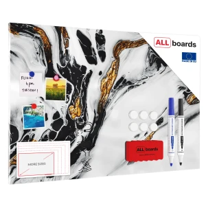 Tablica na magnesy METALboards, marmur złoty biały 90x60 cm + zestaw akcesoriów GRATIS