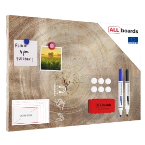 Tablica magnetyczna na magnesy METALboards, imitacja słoje drewna 60x40 cm + zestaw akcesoriów GRATIS