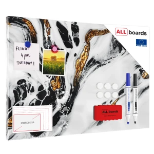 Tablica na magnesy METALboards, marmur złoty biały 60x40 cm + zestaw akcesoriów GRATIS