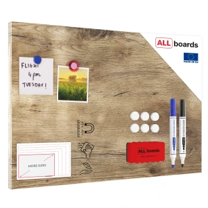 Tablica magnetyczna na magnesy METALboards, imitacja drewna 60x40 cm + zestaw akcesoriów GRATIS