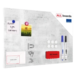 Tablica na magnesy biała METALboards mur ceglany 60x40 cm + zestaw akcesoriów GRATIS
