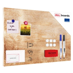 Tablica na magnesy METALboards, lite drewno 60x40 cm + zestaw akcesoriów GRATIS