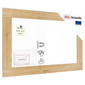 Tablica suchościeralno-magnetyczna PREMIUM 90x60 cm w masywnej ramie koloru dębowego