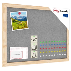 Tablica tekstylna (filcowa) 40x30 cm SZARA w ramie drewnianej