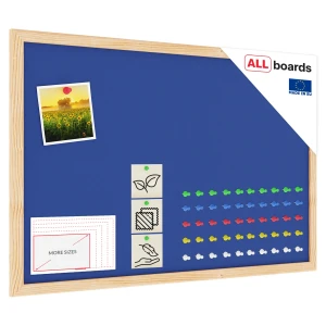 Tablica tekstylna (filcowa) 60x40 cm NIEBIESKA w ramie drewnianej