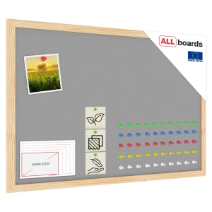 Tablica tekstylna (filcowa) 60x40 cm SZARA w ramie drewnianej