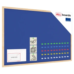 Tablica tekstylna (filcowa) 90x60 cm NIEBIESKA w ramie drewnianej