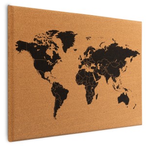 OUTLET Tablica korkowa MAPA ŚWIATA, bezramowa 60x40 cm