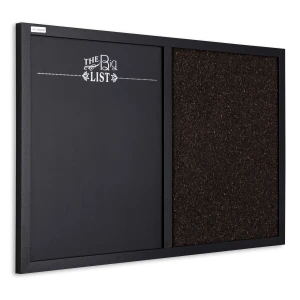 OUTLET Tablica korkowo magnetyczna 60x40 cm brązowo-czarna COMBI rama drewniana lakierowana czarna