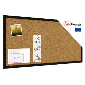 OUTLET Tablica korkowa 80x40 cm rama drewniana lakierowana CZARNA