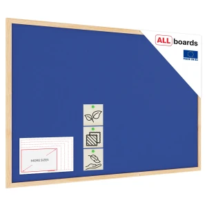 Tablica tekstylna (filcowa) 80x50 cm NIEBIESKA w ramie drewnianej