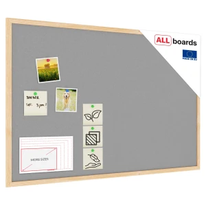 Tablica tekstylna (filcowa) 80x50 cm SZARA w ramie drewnianej