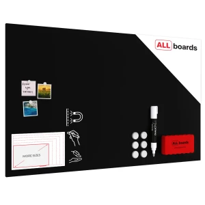 Tablica magnetyczna metalowa KREDOWA CZARNA 150x90cm MetalBoards blacha z nadrukiem na wszystkie rodzaje magnesów + zestaw akcesoriów