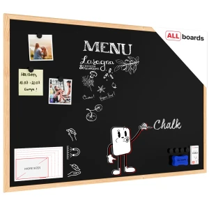 Tablica kredowa magnetyczna 90x60 czarna w ramie drewnianej + gratis