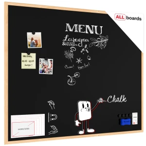 Tablica kredowa magnetyczna 100x80 cm czarna w ramie drewnianej + gratis