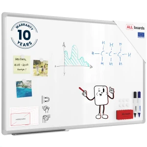 Tablica magnetyczna biała 90x60 cm suchościeralna w aluminiowej ramie PREMIUM EXPO + zestaw akcesoriów