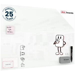 Szklana tablica magnetyczna 100x70 cm CLASSIC BIAŁA + GRATIS