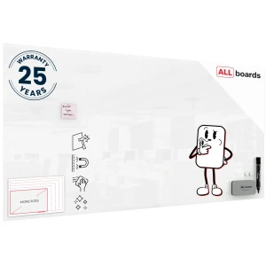 Szklana tablica magnetyczna 200x100 cm CLASSIC BIAŁA + GRATIS