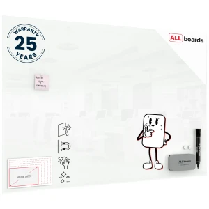 Szklana tablica magnetyczna 150x100 cm CLASSIC BIAŁA + GRATIS